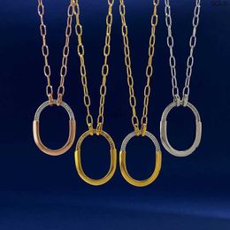 Necklaces Pendan T New Home Lock Series Necklace Pla Ed Wi h 18k Gold Exquisi e Diamond Embedding Small Oval Chain Flzx