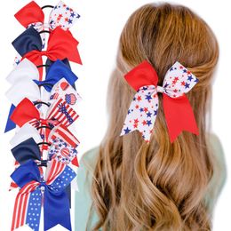 Independence Day Grosgrain Ribbon Elastic Hair Band Hair Accessories Cute Girls Bow Boutique Hairbands Kids Headwear