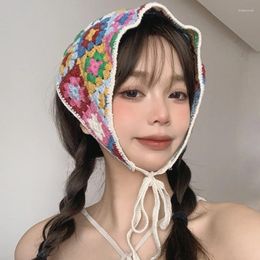 Hair Clips Y166 Delicate Flower Pattern Crochet Turban Girl Scarf Knitted Headband For Women Fashion Po Accessory