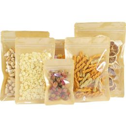 Storage Bags 1000Pcs One Side Clear Kraft Paper Bag Self Seal Dried Fruits Coffee Beans Chocolate Recyclable Package Wholesale Drop Dhouk