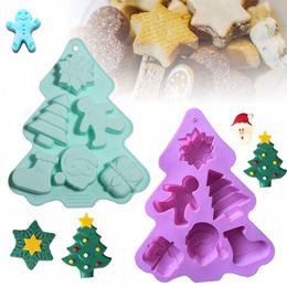 Christmas Tree Silicone Cake Mould Handmade Soap Chocolate Candy Candles Xmas Tree Santa Snowman Shape Silicone Baking Moulds Q911