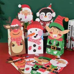 Gift Wrap 24pcs Christmas Paper Candy Bags With Stickers Santa Claus Food Packaging Party Kids Year Decor Supplies