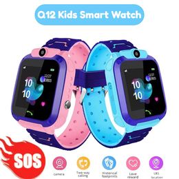 Watches Q12 Children's Smart Watch SOS Phone Watch Smartwatch For Kids SIM Card Photo IP67 Waterproof Watch Kids Gift For IOS Android