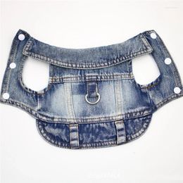 Dog Apparel B25Dog Jeans Jacket Cool Puppy Denim Shirts For Small Medium Dogs Cats Lapel Harness Vests Washed Scratch Design Clothes