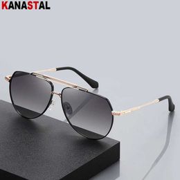 Sunglasses New Men's Polarised Sunglasses UV400 Metal Double Beam Eyeglasses Frame Pilot Sun Glasses Driving Outdoor Sports Male Eyewear YQ240120