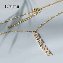 Pendant Necklaces DOREMI 6mm Personalised Number Necklace Name Necklace Nameplate Birthstone Chain for Women Pendant Letters Zirconia Necklaces J240120