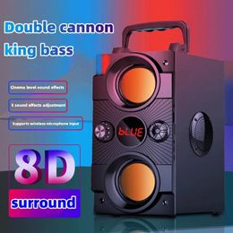 Speakers High Power Bluetooth Speaker 3D Stereo Music Centre Outdoor Portable Wireless Column Bass Speaker Boombox Soundbar Supports AUX