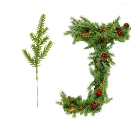 Decorative Flowers 30pcs DIY Garland Artificial Pine Needles Fake Plants Greenery Leaves Christmas Branches Wreath Tree Decor