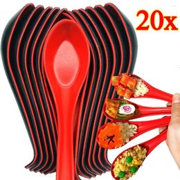 Spoons Red And Black Soup Spoon Plastic Bicolor With Hook Practical Portable Long Handle Anti Scalding Antiskid Kitchen Tableware