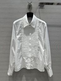 Brand Same Style Shirts 2024 New Spring Summer Lapel Neck Long Sleeves Fashion Women's Blouses Designer Tops 0120-1
