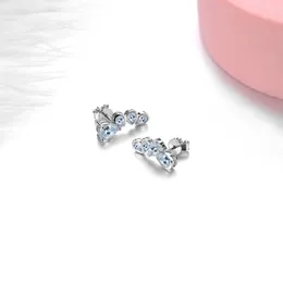 Stud Earrings HT Solid 925 Sterling Silver Nature Blue Aqumarine 2.0ct Gemstones Studs For Women Fine Birthday Gifts