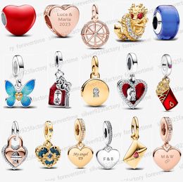 New 925 sterling silver charms bracelet for women Disnes Cinderella Carriage Heart Double Dangle Charm DIY fit Pandoras necklace Chinese Year of the Dragon pendant