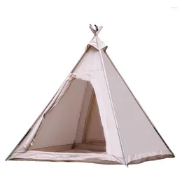 Tents And Shelters Camping Pyramid Canvas Tipi Tent 3-4 Person Family Breathable Adult High Qualite Teepee For Outdoor Glamping