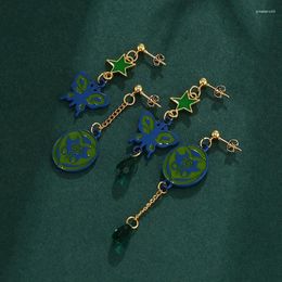 Stud Earrings Anime JoJos Bizarre Adventure Butterfly Drop Alloy Stone Ocean Jolyne Cujoh Earstuds Eardrops COS Jewelry