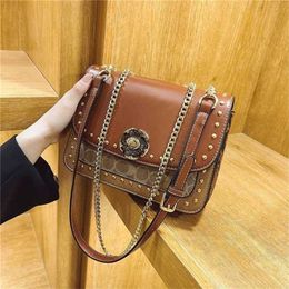 Chain Women's Fashion Small Square Camellia Riveted One Shoulder Crossbody 70% off outlet online sale