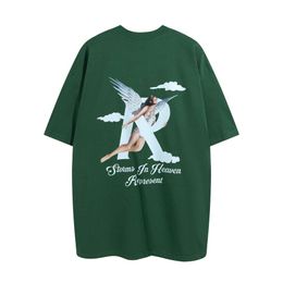 American Fashion Brand Representa Life Angel Letter r Printed Short Sleeve T-shirt Men's and Women's High Street Half Sleeve Shirt Designer pullover sportswear UZU5