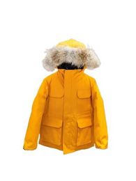 Designer Canadian Kids Down Jacket Coat Winter Children Solid Gooses Thick Warm Luxurious Cloth With Fur Hooded Parkas Baby Outdoor 5416D