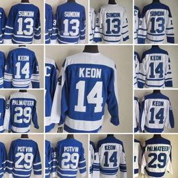 Toronto Maple''leafs''movie Retro CCM Hockey 13 Mats Sundin 14 Dave Keon 29 Mike Palmateer Men Embroidery Jersey White Blu 1597
