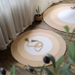 Carpets Hand-Woven Straw Round Rugs For Living Room Bedroom Bulrush Japanese Linen Rattan Carpet Tea Table Floor Mats Home Decor