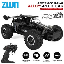 ZWN 1 16 24Gh Model RC Car With LED Lights 2WD Offroad Remote Control Climbing Vehicle Outdoor Toys for Boys Girls Gifts 240118