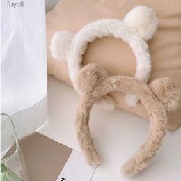 Party Hats Cute Plush Bear Ears Hairband Bear Ear Makeup Headband Women Girl Head Band Hair Hoop Accessories Cartoon Christmas DIY Elegant YQ240120