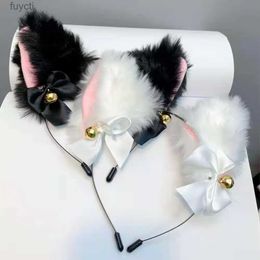 Party Hats Sexy Women Cat Ears Headband for Girls Lace Bow Necklace Plush Bell Hairband Cosplay Masquerade-Party Costume Hair Accessories YQ240120