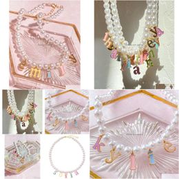 Pendant Necklaces Custom Pearl Princess Necklace For Men Women Chain Letter Name Drop Delivery Jewellery Pendants Dhxiw