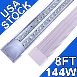 LED Shop Light Fixture, 8FT 144W 6500K Cold White, 8 Foot T8 Integrated LED Tube Lights, Plug in Warehouse Garage Lighting, V Shape, High Output, Linkable usastock