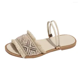 Sandals Women' Open Toe Flat Shoes Thick Bohemia Beach Summer Slip-on Slipper