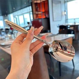 Spoons Large Size Stainless Steel Serving Spoon Kitchen Tableware Polished Surface Smooth Long Handle Tablespoons