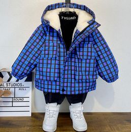 kids designer clothes boy jacket winter plaid fleece Jackets children coat