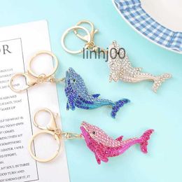 Keychains Lanyards Rhinestone Whale Animal Alloy Keychain Pendant Diamond Set Fashion Bag Decoration Jewelry Gift in BulkQQU0