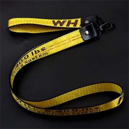 Key Chain Offs Industrial Lanyard Long Keychain Yellow Nylon Strap Halter Fashion Luggage Pendant Unisex Brand Designer Carved Alloy Buckle 6NH4