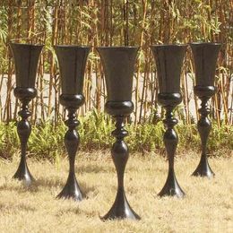 Elegant Black Metal Tall Flower Stand Chandelier Table Centerpiece Flower Holder Centerpiece Metal Versatile Wedding Flower Vase daotude