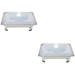 Dinnerware Sets 2 Stainless Steel Buffet Stove Holder Tray Square Dishes