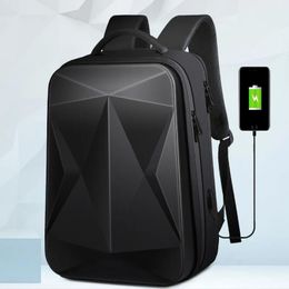 Bags Men's Hard Shell Backpack Large Capacity Business Laptop Bag with USB Port Rhombus Design Fashion College Student School Bag