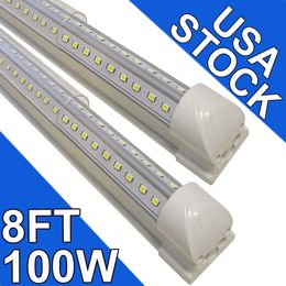 25Pack LED T8 Shop Light, 8FT 100W 6500K Daylight White Linkable LED Integrated Tube Lights LED Bar Lights for Garage,Workshop,Workbenchs usastock