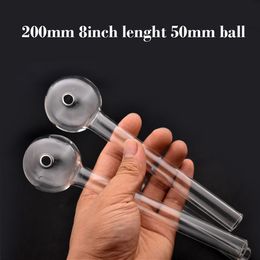 Big Size 50mm Ball Glass Oil Burner Pipe Clear Color High Qualityglass Pipes Transparent Great Tube Oil Nail for Dab Rig Bong Free Shipping