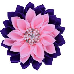 Brooches Handmade Layers Fabric Purple Pink Ribbon Corsage Pin Psi Phi Greek Sorority Women Brooch Accessory