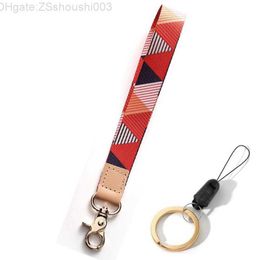 Off Keychain Hanging Rope Triangle Printing Pattern Broadband Clip Key Chain Mobile Phone Lanyard Wrist Strap Anti-lost Shoulder Band about 2RSL