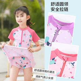 Wear Toddler Girl Sunscreen Swimwear Short Sleeve Cartoon Baby Swimsuit One Piece Swimsuit Kids