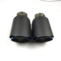 Exhaust Pipe 2 Pcs Akrapovic Matte Carbon End Pipes Car Single Muffler Tips For Benz Vw Blue Drop Delivery Automobiles Motorcycles Aut Oto2Y