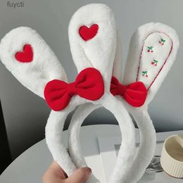 Party Hats Cartoon Plush Love Heart Rabbit Ears Headband Hair Hoop Cosplay Hair Band Dress Up Headwear Prop 2023 New Year Hair Accessories YQ240120