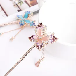 Hair Clips Chinese Style Crystal Rhinestone Butterfly Peacock Sticks Jewelry Wedding Accessories Charm Flowers Tassel Hairpins