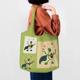 Shopping Bags Avocados Don't Touch Me Grocery Bag Print Canvas Shopper Shoulder Tote Large Capacity Durable Fruit Vegan Handbag