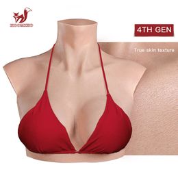 Costume Accessories 4TH GEN Realistic Silicone Breast Forms Crossdresser A/B/C/D/E/G Cup Fake Boobs Drag Queen Shemale Transgender Cosplay