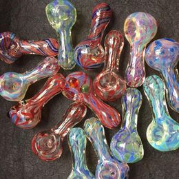 USA Glass Hand Pipes Tobacco Unique Pot Pipe Mini Small Bowl 2.95 Inches Fumed Pyrex Colourful Spoon Smoking Accessories BJ