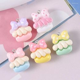 Charms 10Pcs Cute Bowknot Cake Resin For Jewellery Making Women Earrings Necklace Floating Pendants DIY Keychain Decor Accessories