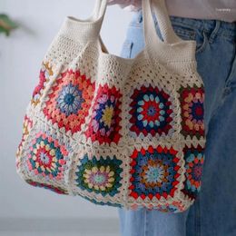 Duffel Bags Retro Crochet Handbag Women Bohemian Chic Hippie Dandbag Large Capacity Wear Resistant Multi Color Unique Beautiful Manual