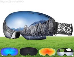 Ski Goggles Double Layers Antifog Big Mask Glasses Skiing Snow Men Women Snowboard 2201102619204 W40O